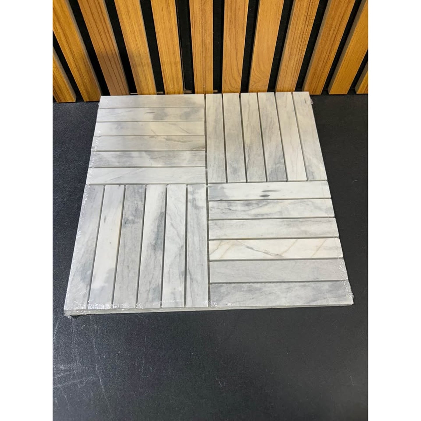 Jeffrey Court Hudson Lais Grey 11.875 in. x 11.875 in. Square Polished Marble Mosaic Wall and Floor