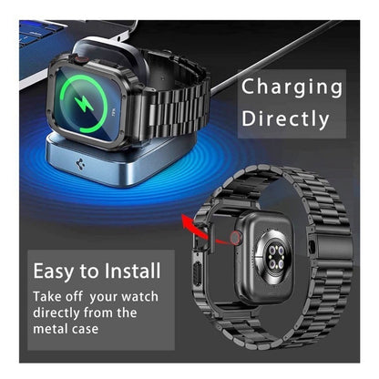 MioHHR Stainless Steel Band & Case For Apple Watch Series 9/8/7
