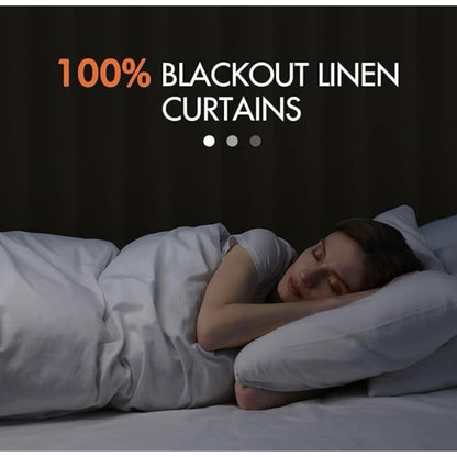 100% Blackout Curtains 96 Inch Long 2 Panels Set Grey