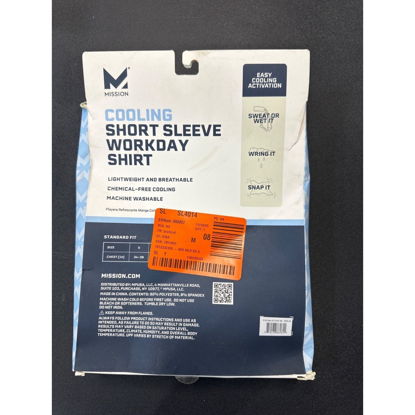 Mission Hi-Vis Yellow Cooling Performance Shirt Medium Unisex UPF 50+