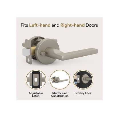 Mega Handles Ralph Privacy Door Handle Satin Nickel Finish Reversible