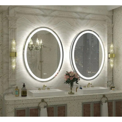 Apmir Oval LED Bathroom Vanity Mirror 20 x 28 Anti Fog Lighted Frameless Mirror