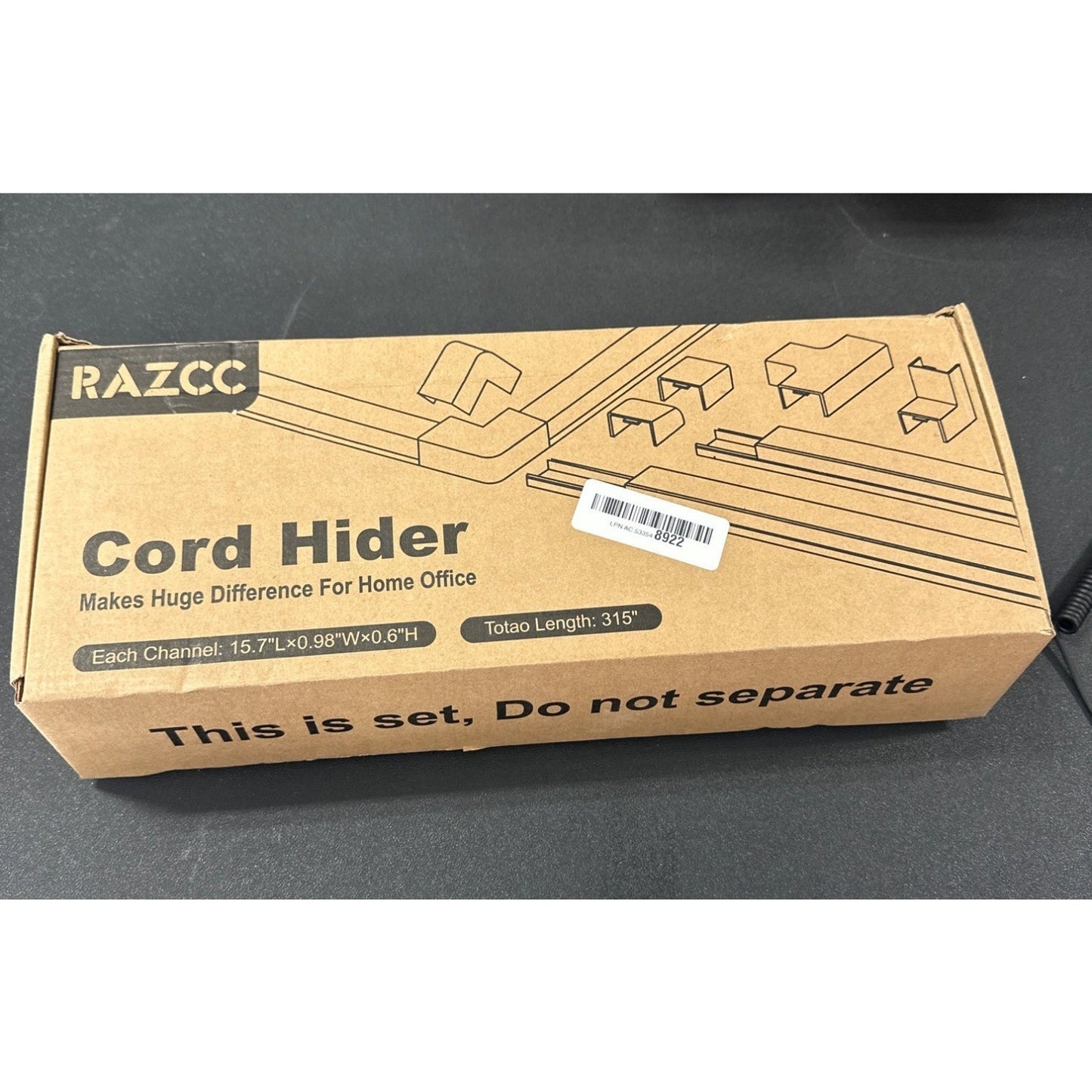 Cord Hider Raceway Kit 315" Total Length 20-Pack White