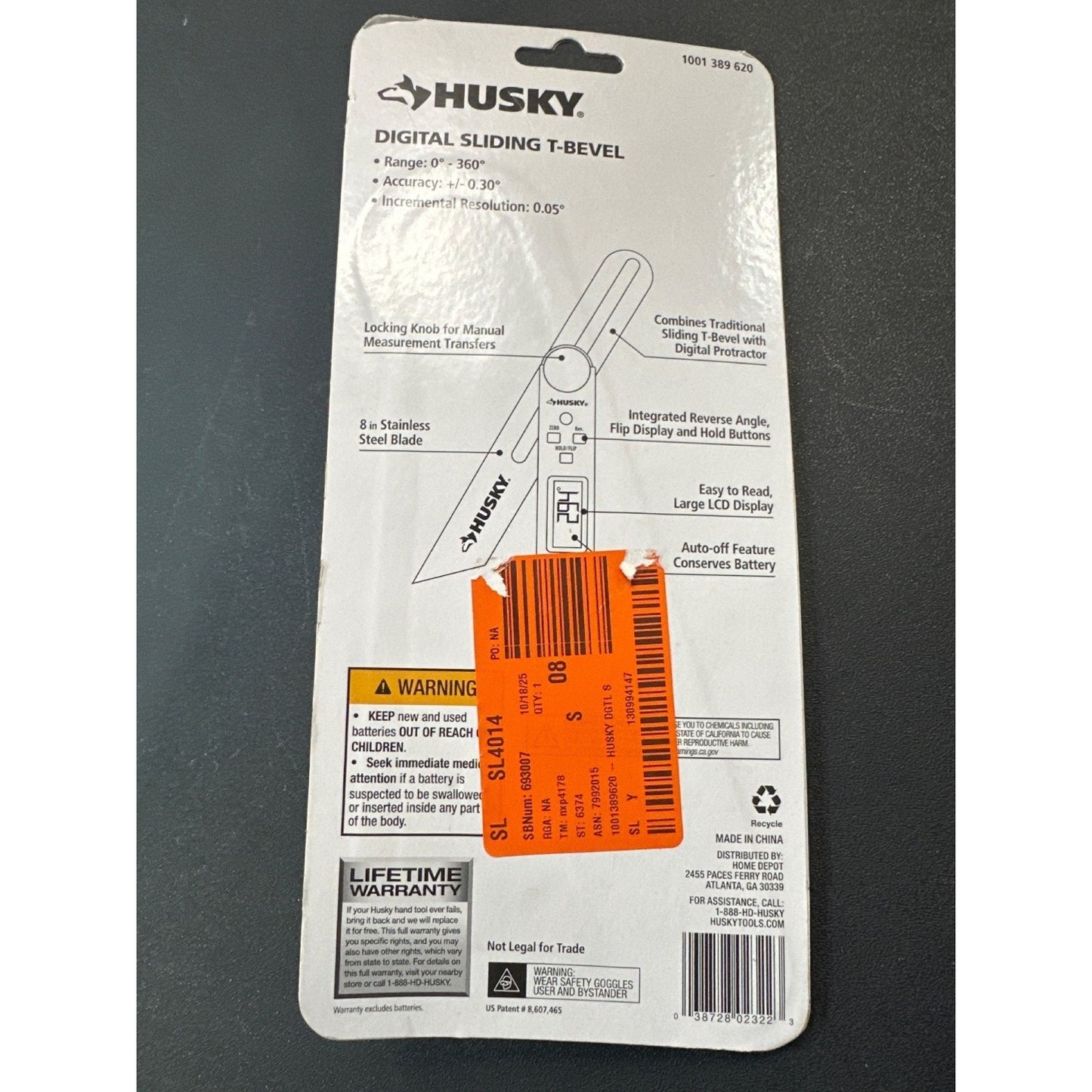 Husky Digital Sliding T-Bevel Angle Finder W/ LCD Display