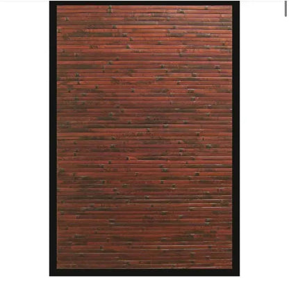 Anji Mountain Cobblestone 5x8 Area Rug Mahogany Brown Black Border Bamboo Rug