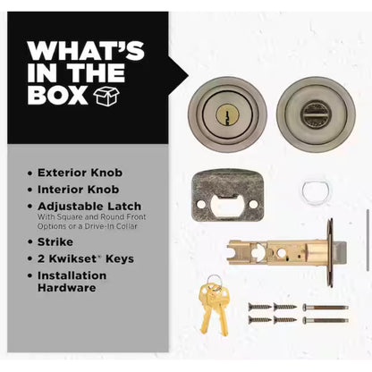 Kwikset Tylo Entry Door Knob Antique Brass Open Box