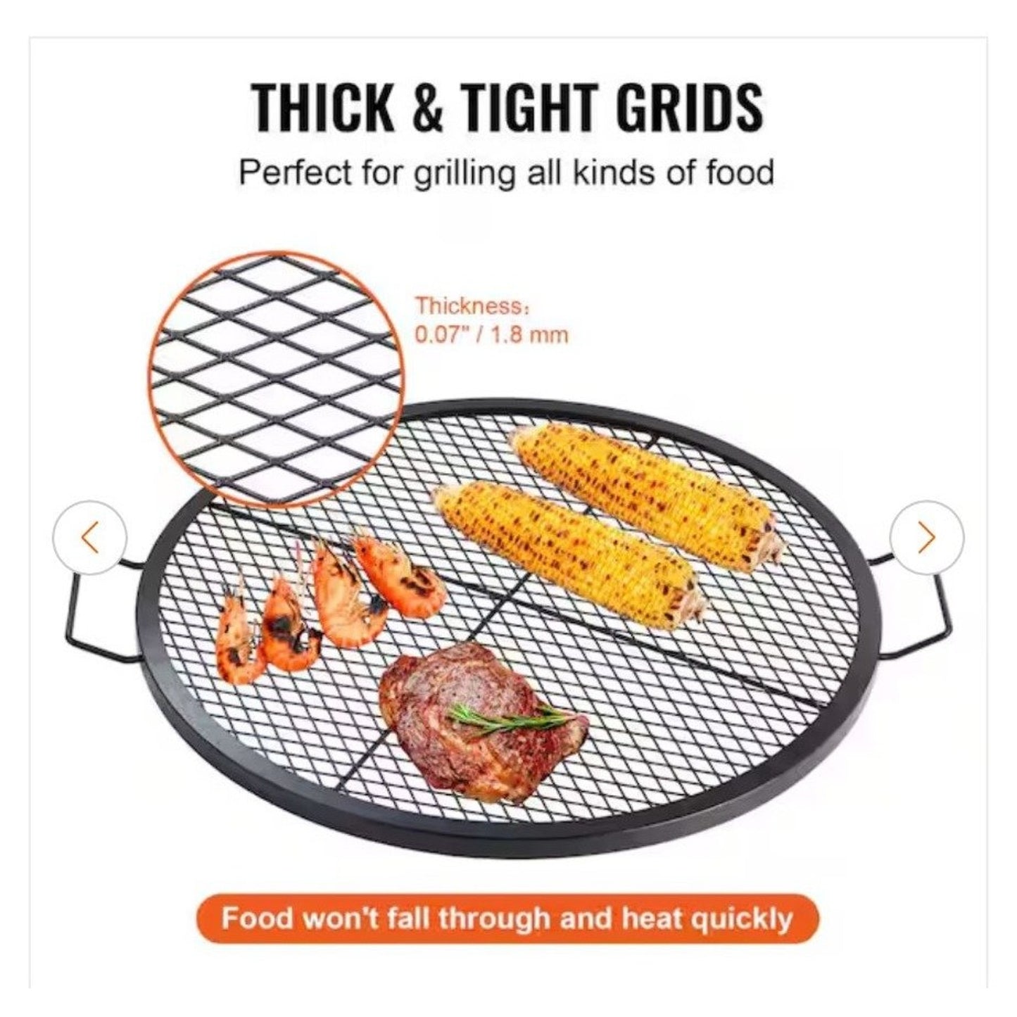 X-Marks Round Fire Pit Grill Grate 30" Heavy Duty Steel BBQ