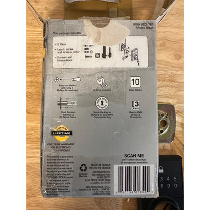 Defiant Matte Black Touchpad Deadbolt Keyless Entry 10 User Codes
