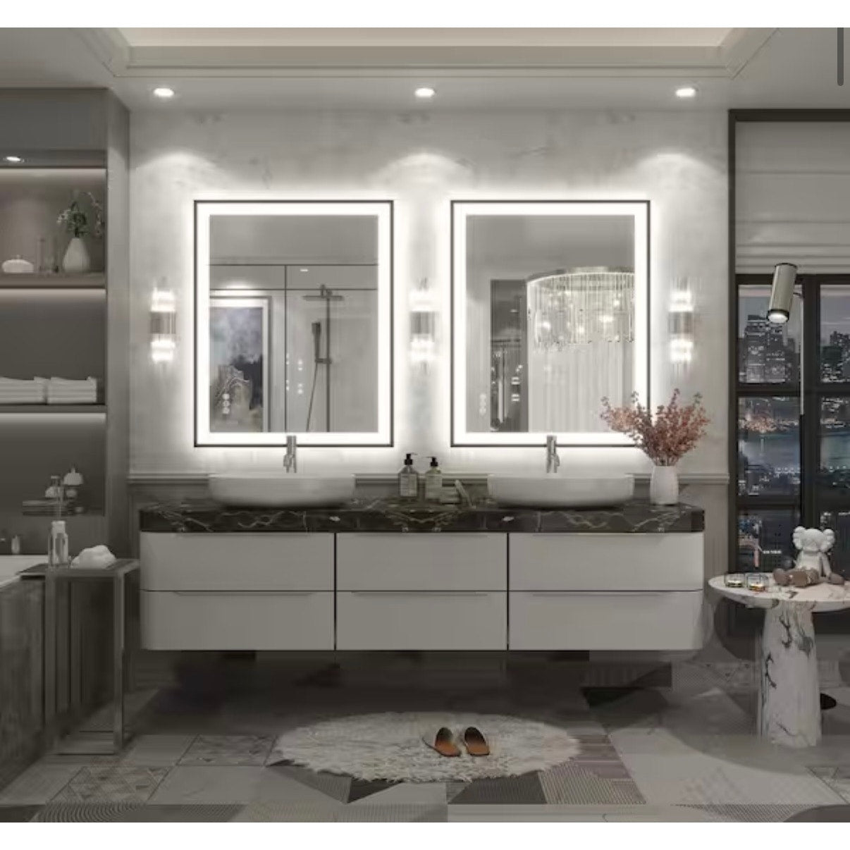Apmir 28 x 36 LED Bathroom Vanity Mirror Anti Fog Framed Front and Backlit New