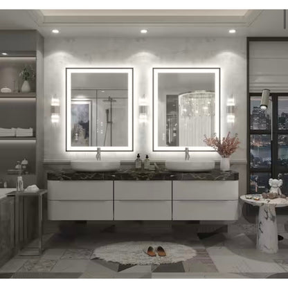 Apmir 28 x 36 LED Bathroom Vanity Mirror Anti Fog Framed Front and Backlit New