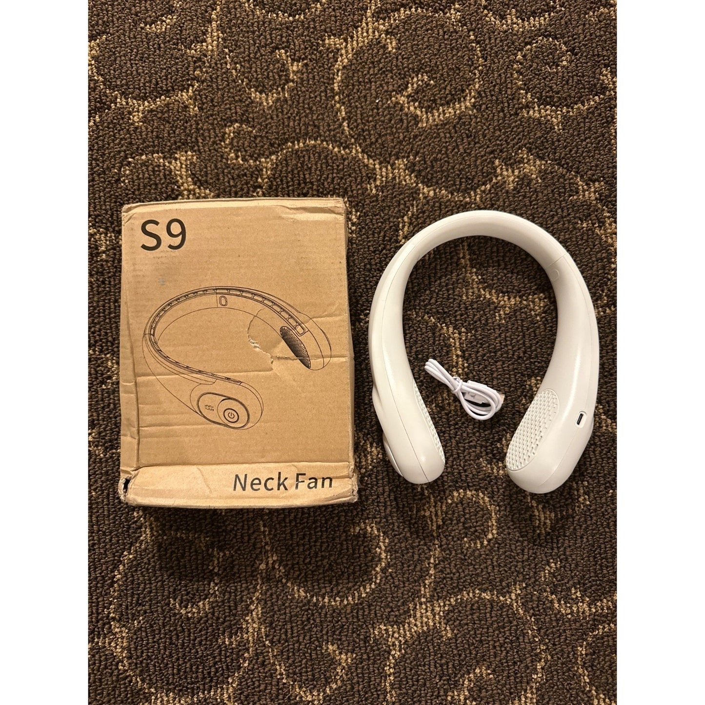 S9 Rechargeable Bladeless White Neck Fan Lightweight Cooling
