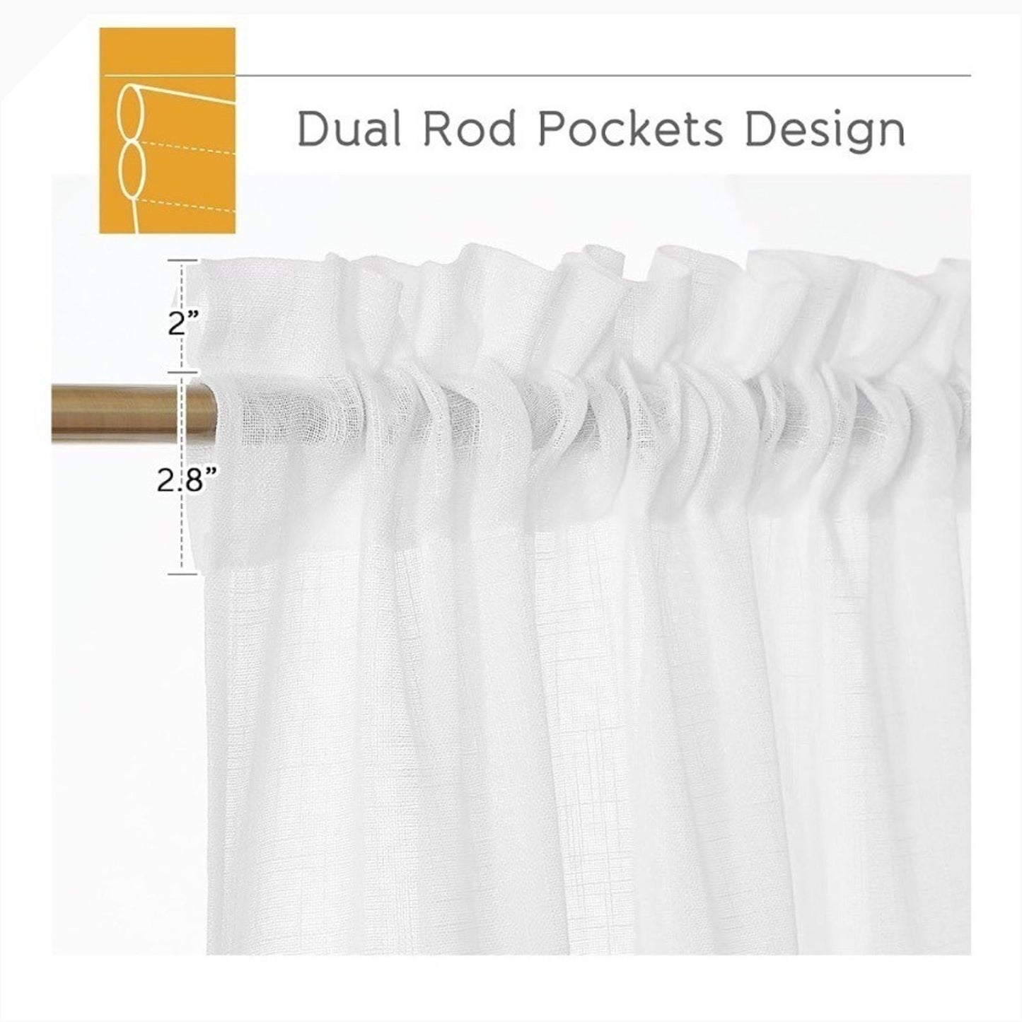 RYB HOME Sheer White Curtains 70x108 1 Pair