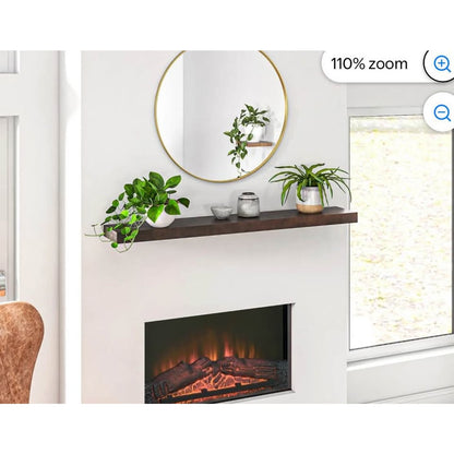 Fireplace Mantel, Walnut Brown, 48.00” x 7.75” x 2.00" Floating Shelf