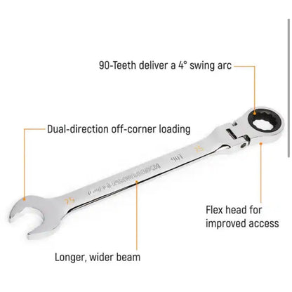 GEARWRENCH SAE Flex Head Ratcheting Wrench Set Missing 9/16