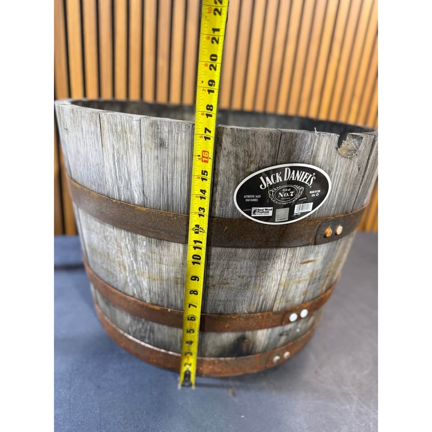 Genuine White Oak Whiskey Barrel Planter 26” Dia x 17.5” H (B100) – Rustic – BRAND NEW