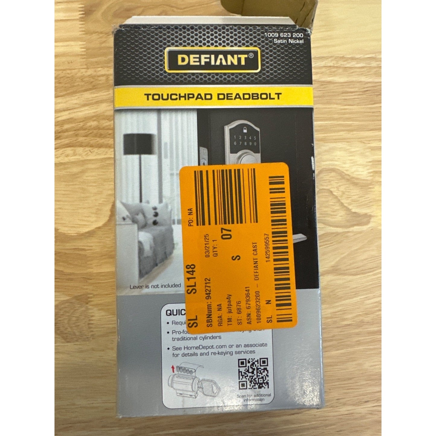 Defiant Touchpad Deadbolt Satin Nickel Keypad Lock Lifetime Warranty