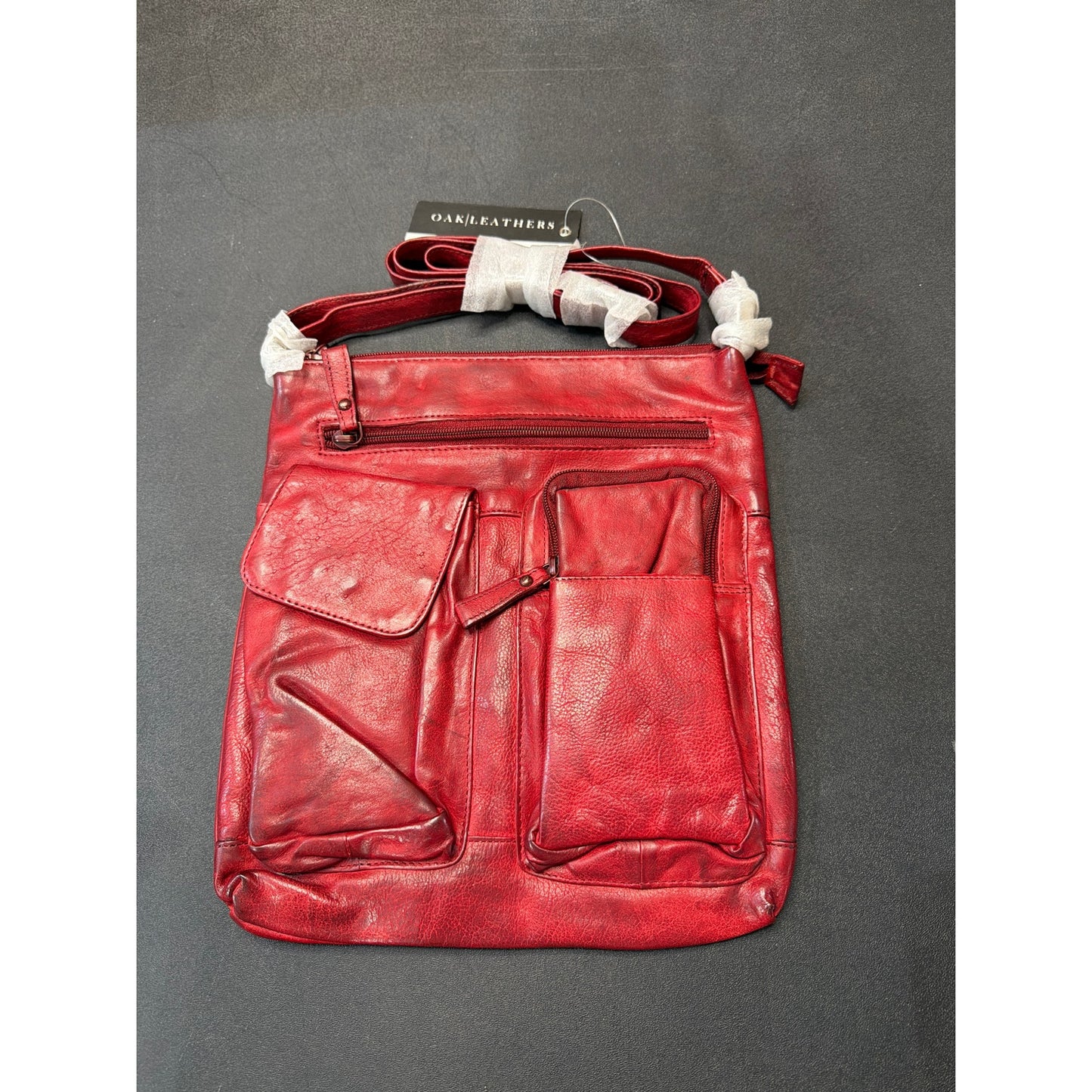 oak leather red bag
