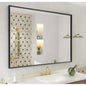Apmir 40 x 32 Matte Black Bathroom Vanity Mirror Wall Mirror New