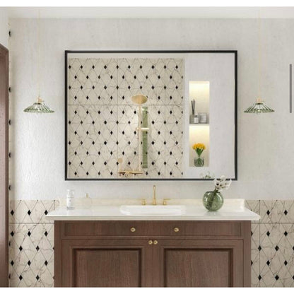 Apmir 40 x 32 Matte Black Bathroom Vanity Mirror Wall Mirror New