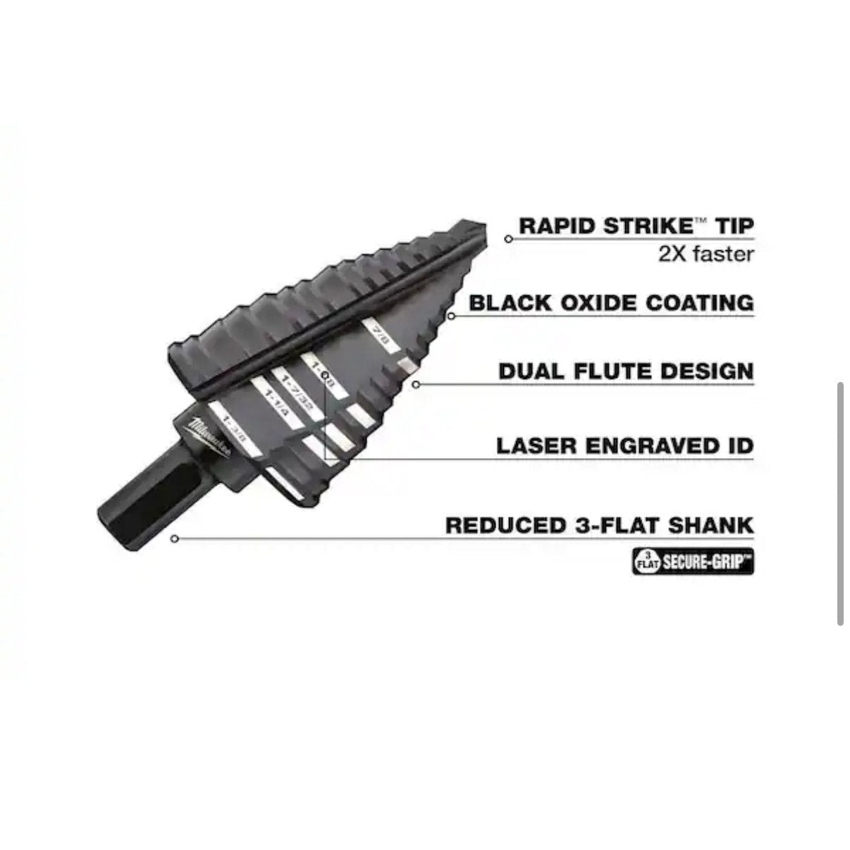 Milwaukee Black Oxide Step Drill Bit Open Box New