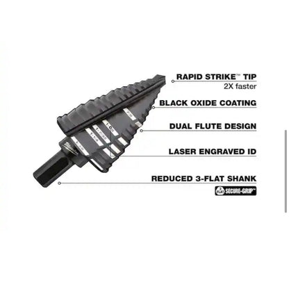 Milwaukee Black Oxide Step Drill Bit Open Box New