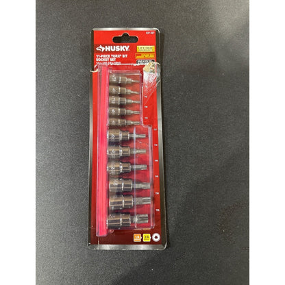 Husky 11-Piece Torx Bit Socket Set 1/4 & 3/8 Inch Drive Chrome Finish Durable