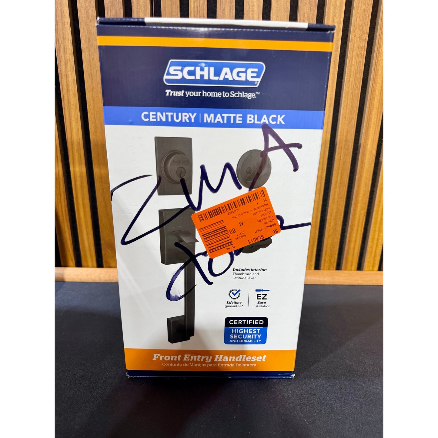 Schlage Century Handleset Latitude Lever Matte Black New