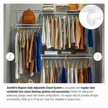 Everbilt 4 ft to 6 ft Regular Duty Closet Organizer Kit New Adjustable Closet System