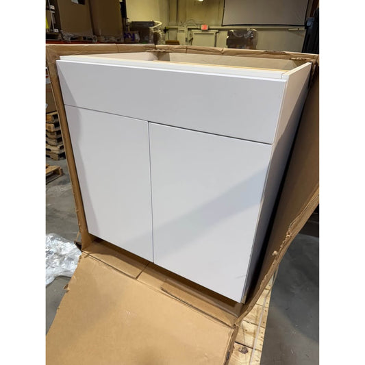 Hampton Bay Edgeley 30” Base Kitchen Cabinet (B30-EDWH) White Slab, Soft-Close, Assembled BRAND NEW