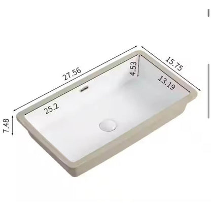 Cadeninc 27.56” x 15.75” Undermount Bathroom Sink White Ceramic (LQHE-6516) NEW
