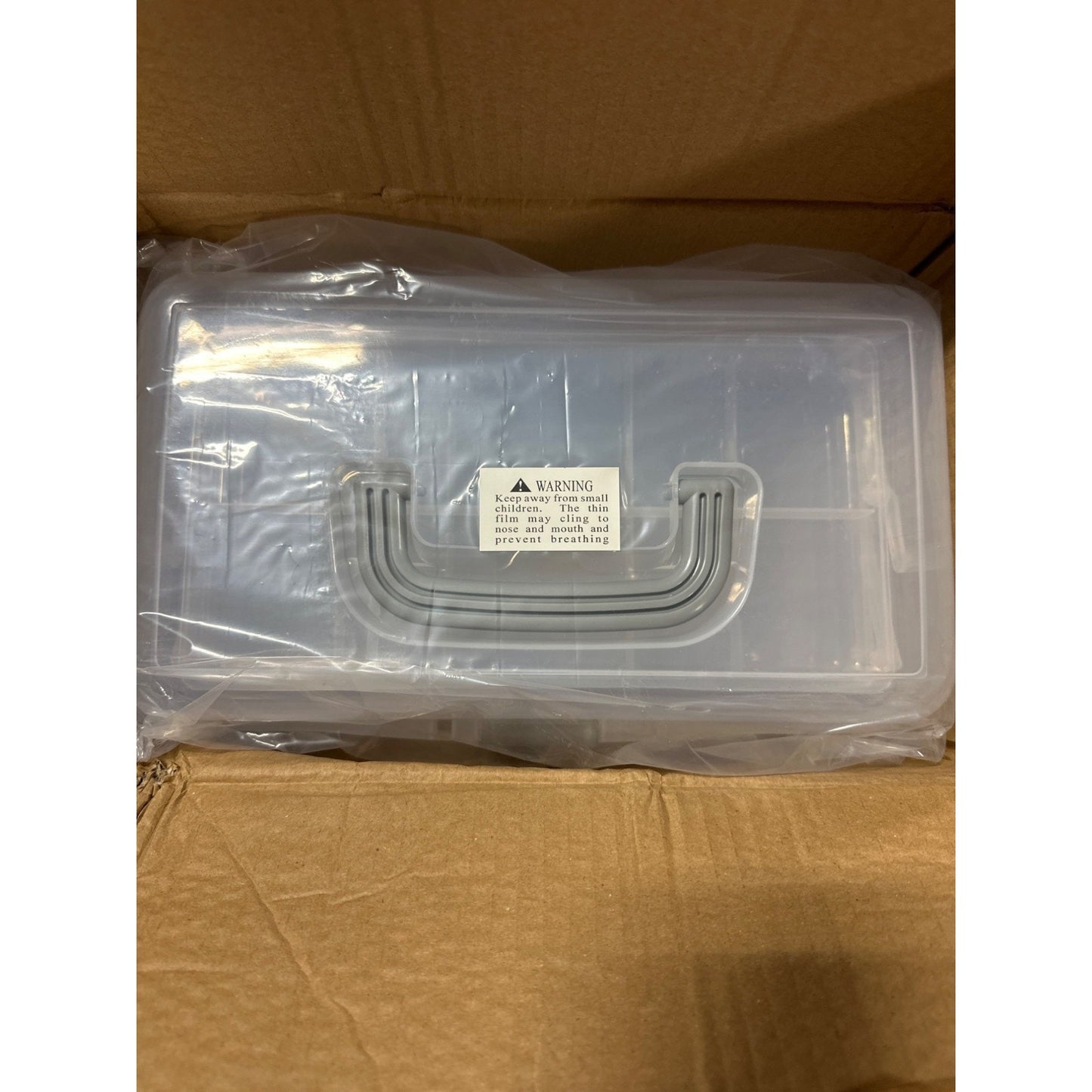 MyGift Transparent Multipurpose Storage Box With Latching Lid Gray Handle & 2 Tr