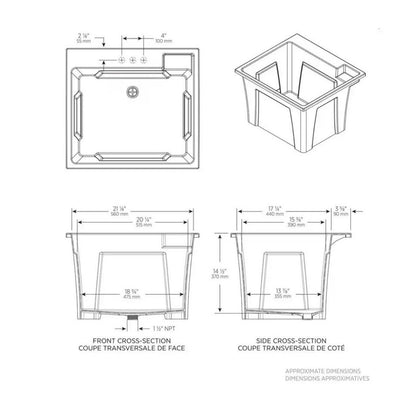 RUGGED TUB 24x22 Black Utility/Laundry Sink Tub (B24B-1) – TUB ONLY + DRAIN PLUG – NEW