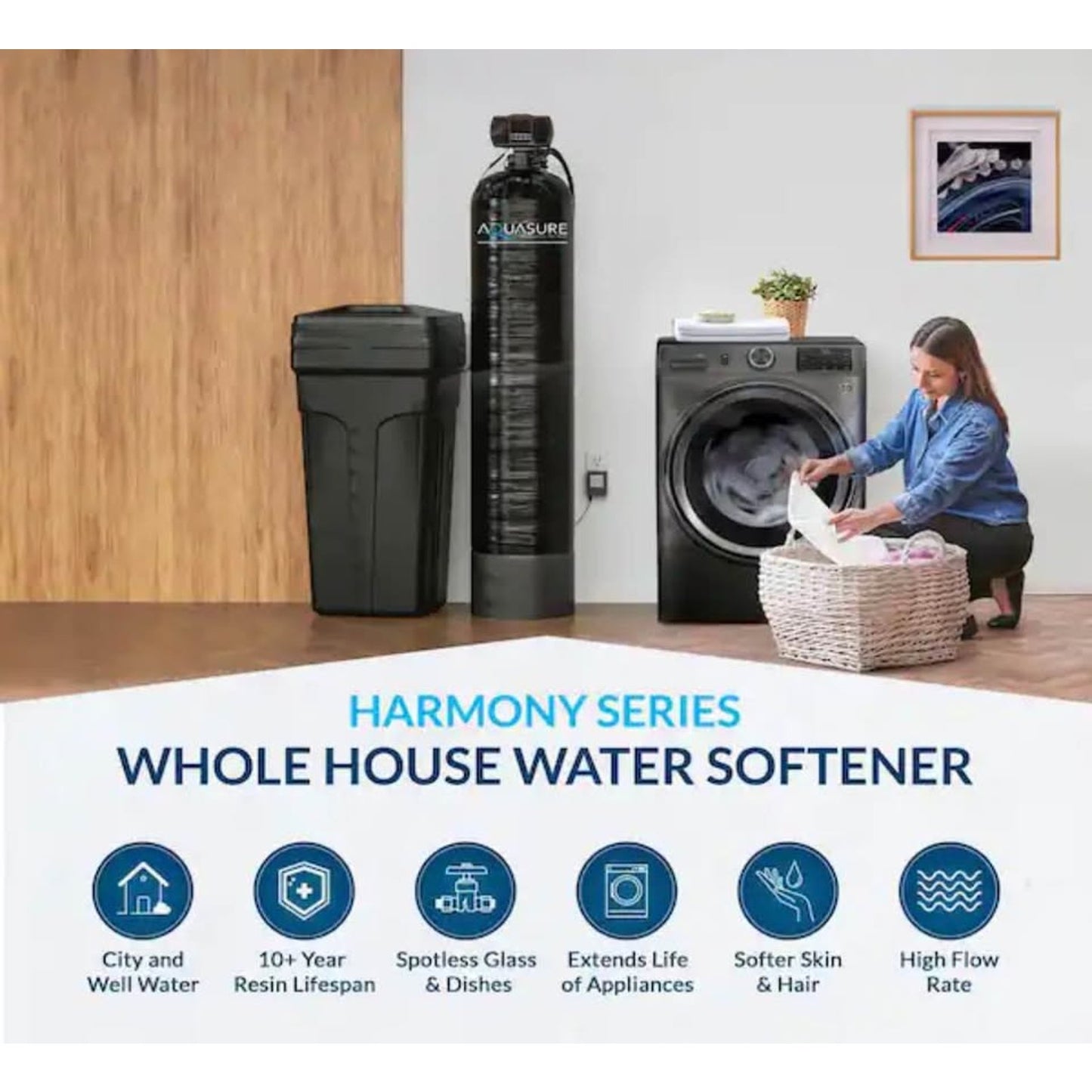 AQUASURE Whole House System: 64K Grain Softener + 1.5M Gal KDF/GAC Filter w Prefilters – NEW