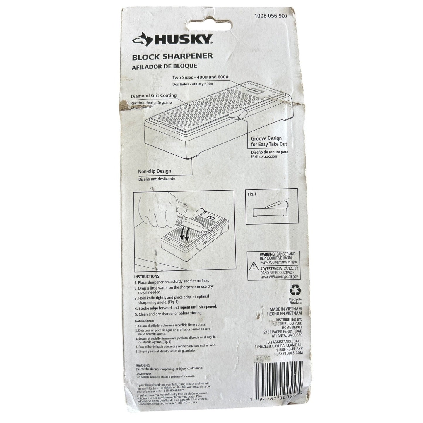 Husky Diamond Grit Two-Sided Block Sharpener