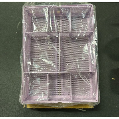 Mesh Expandable Purple Desk Drawer Organizer 10 Compartments