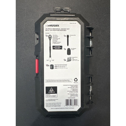 Husky 100-Position 1/4 in. Drive Universal 25-Piece Socket Wrench Set With Case