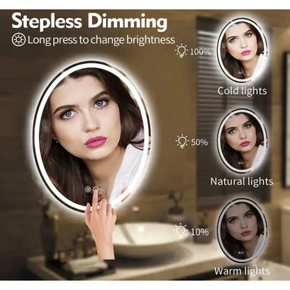 Apmir Oval LED Bathroom Vanity Mirror 20 x 28 Anti Fog Lighted Frameless Mirror