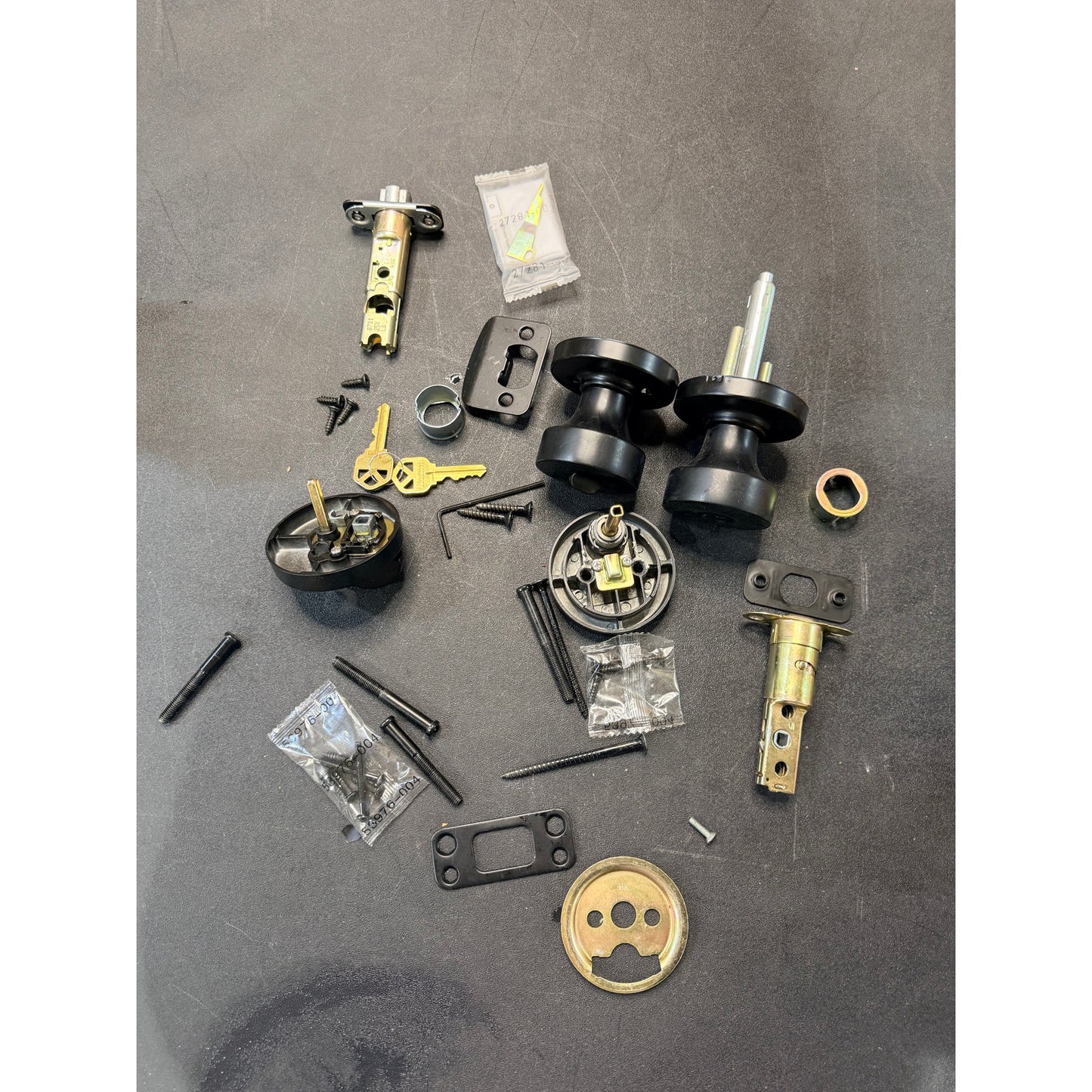 Kwikset Pismo Matte Black Knob Deadbolt Combo As Is