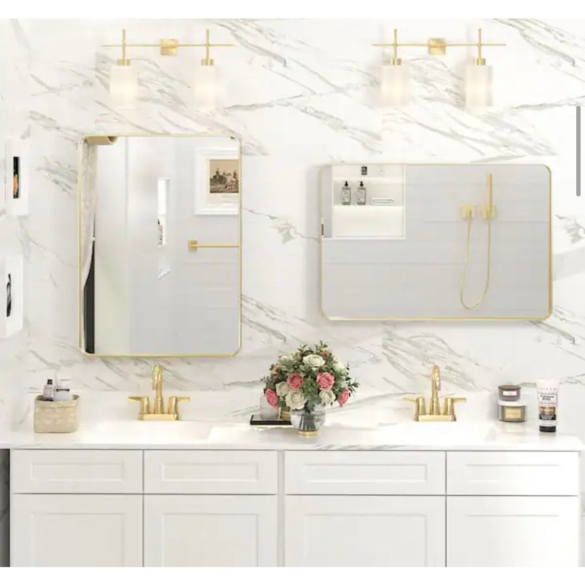 Apmir 20 x 28 Brushed Gold Bathroom Vanity Mirror Wall Mirror New