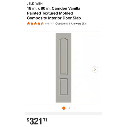 JELD-WEN 18 in. x 80 in. Camden Vanilla Painted Textured Molded Composite Interior Door Slab
