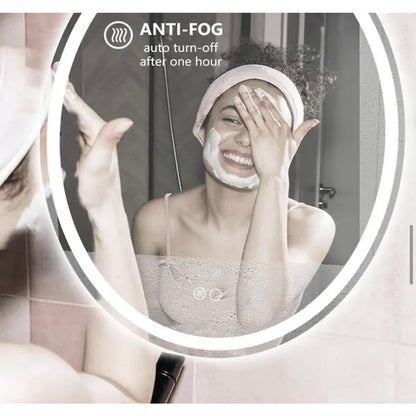 Apmir Oval LED Bathroom Vanity Mirror 20 x 28 Anti Fog Lighted Frameless Mirror