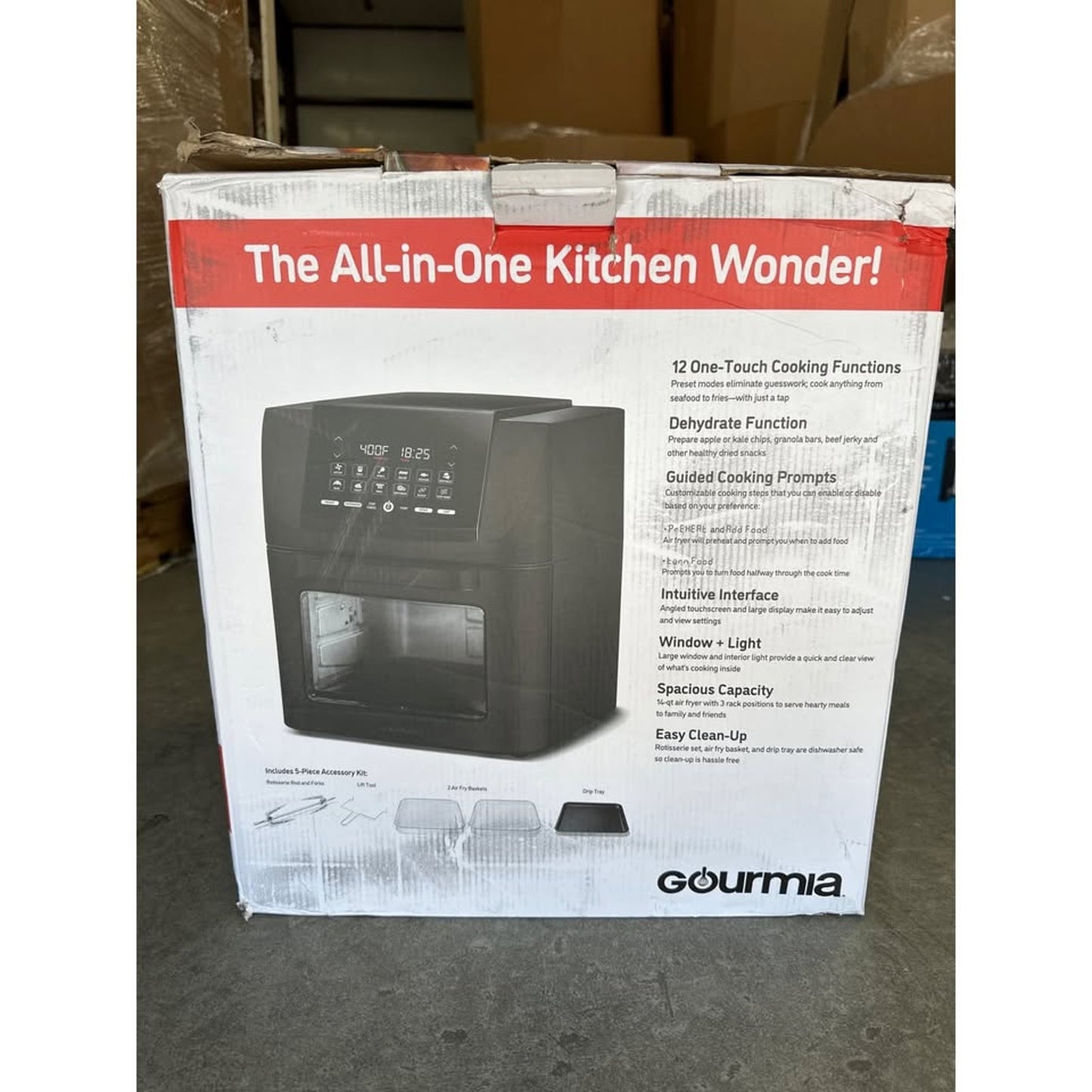 Gourmia 14-Qt Air Fryer Oven Rotisserie & Dehydrator With 12 Cooking Functions