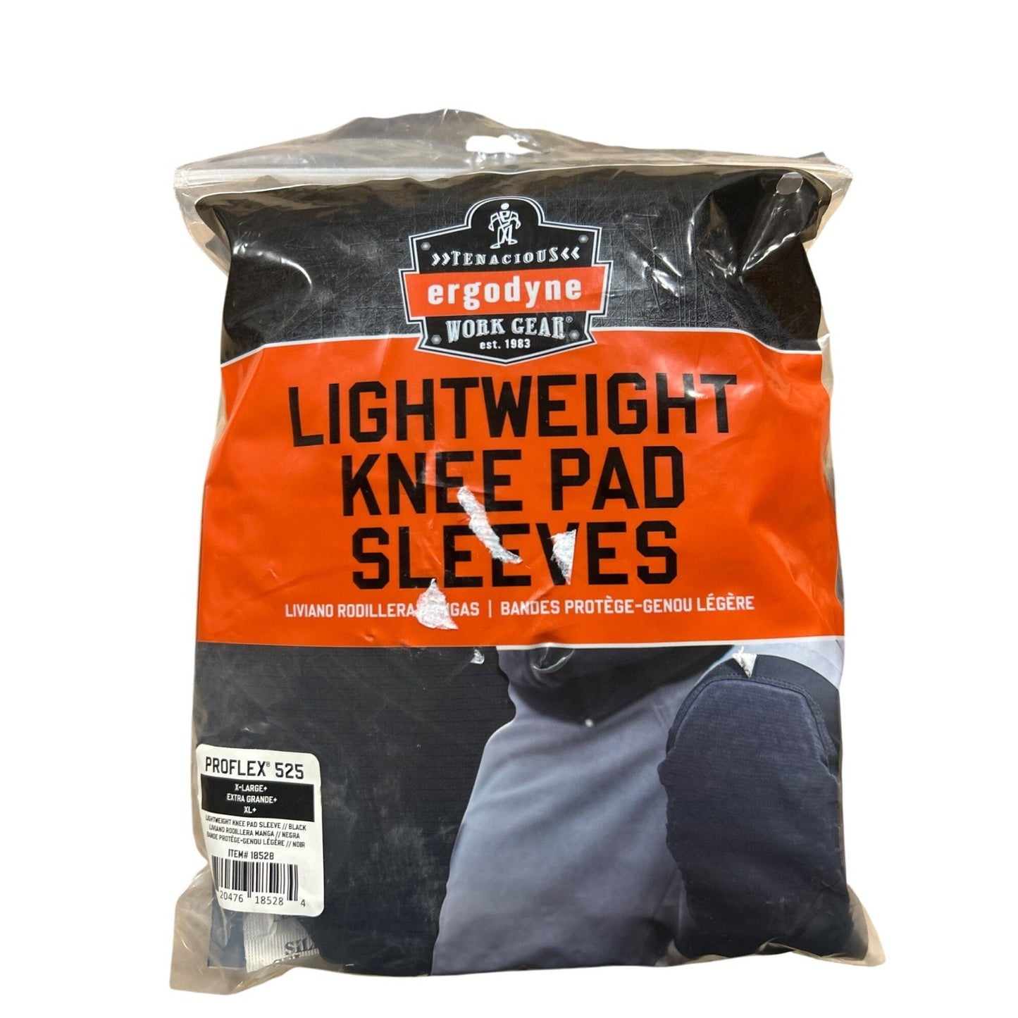 Ergodyne Proflex 525 Lightweight Knee Pad Sleeves XL Black Durable