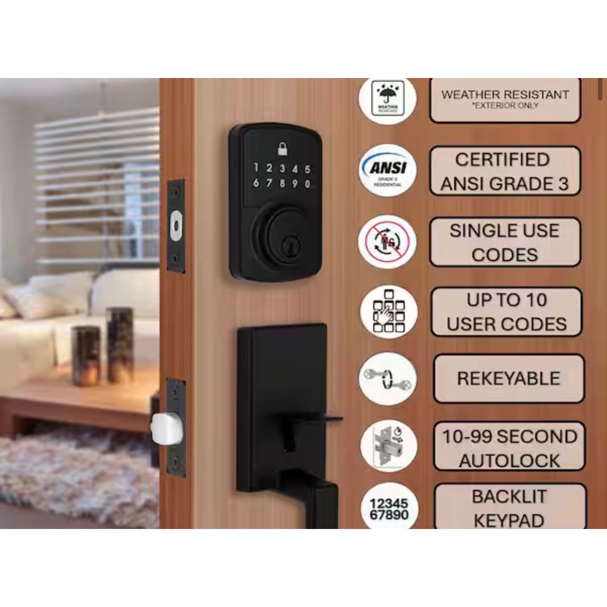 Defiant Hubspace WiFi Keypad Deadbolt Matte Black As Is