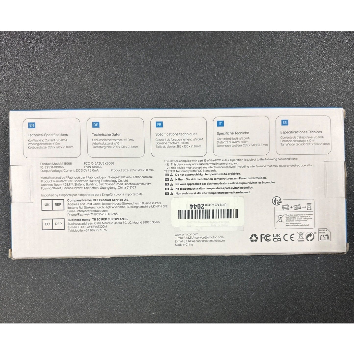 OMOTON Wireless Bluetooth Keyboard For iPad 10.2/Pro 11/12.9/Air/Mini Compatible