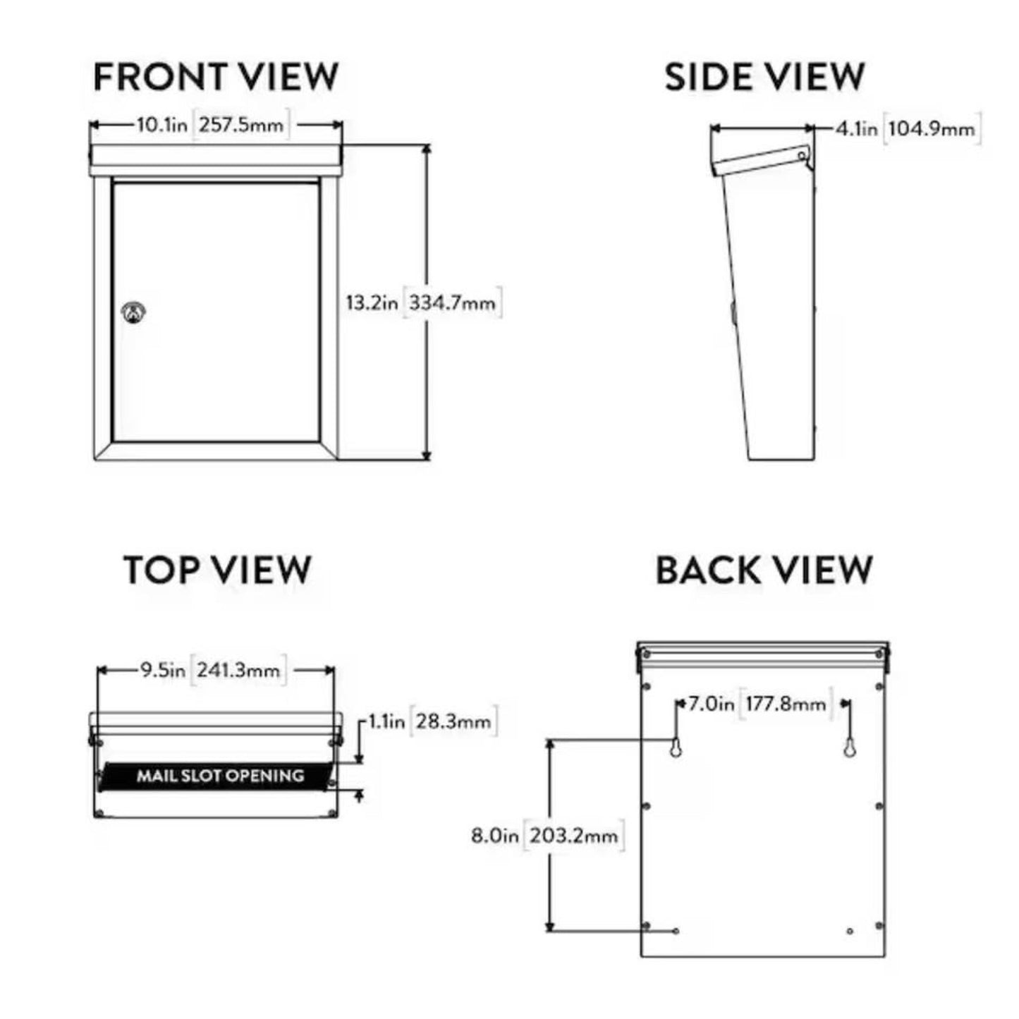 Architectural Mailboxes
Chelsea Black, Small, Steel, Locking, Wall Mount Mailbox
