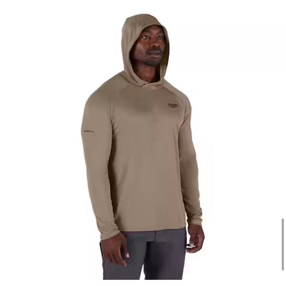 Milwaukee Men’s WORKSKIN Hooded Sun Shirt XL Sandstone New M550N-XL UPF 50 Long Sleeve Workwear