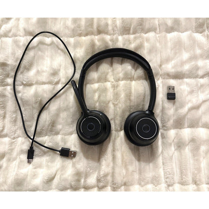 Wireless Bluetooth 5.4 Headset With Noise Canceling Mic USB Dongle Spin-To-Mute