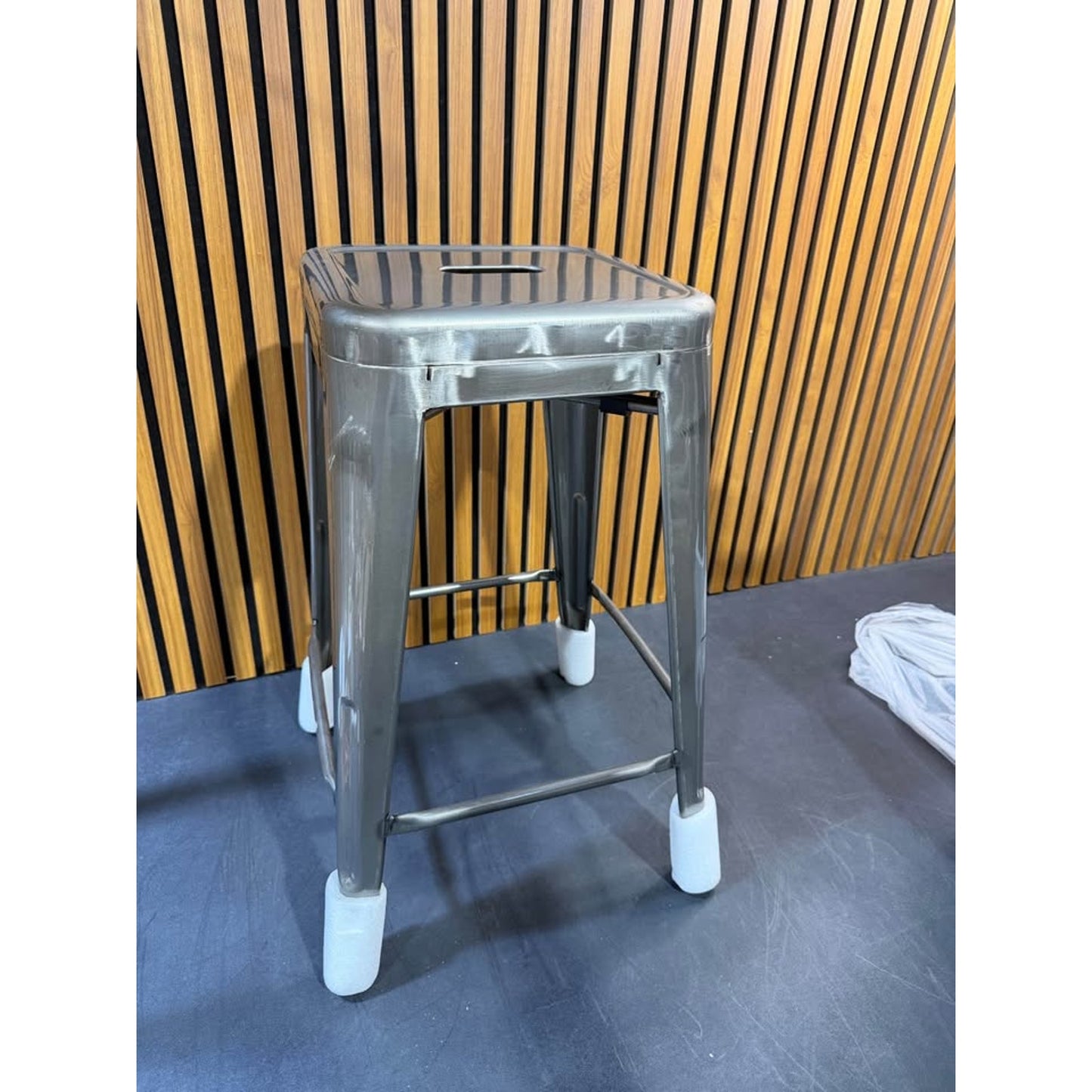 24.25 in. Clear Coated Metal Bar Stool (One Stool)