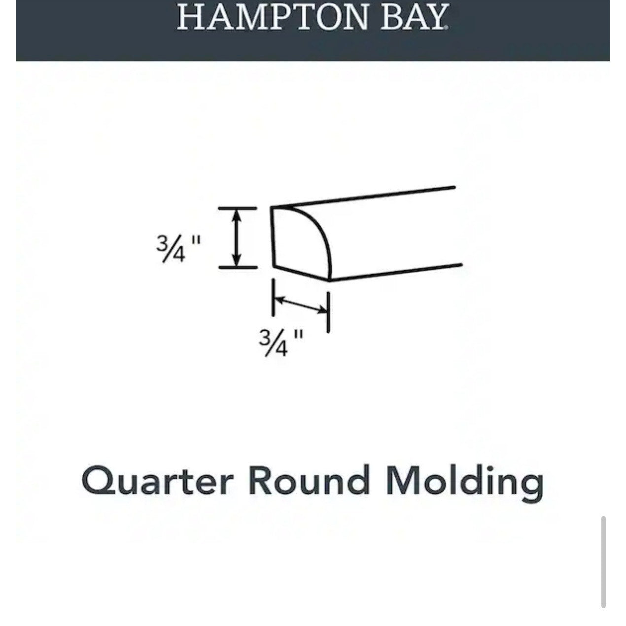 Hampton Bay Medium Oak Quarter Round Shoe Trim Molding 91.5 in Cabinet Trim New